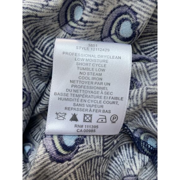 Tory Burch Dress Theona Peacock V Neck Sleeveless Blue Purple Silk Jersey Midi L - Picture 5 of 10